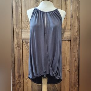 Michael Stars Womens Sleeveless Blouse Faux Wrap One Size Key Hole Gray